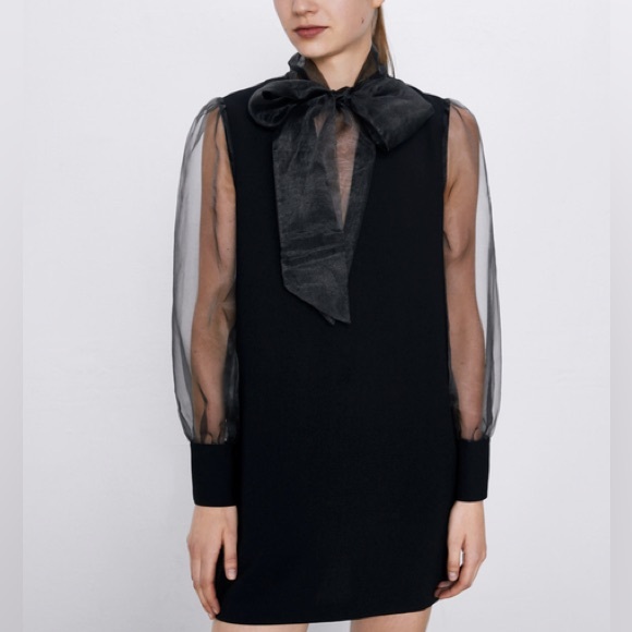 mini organza dress zara Dresses | Zara Mini Organza Dress Black Nwt